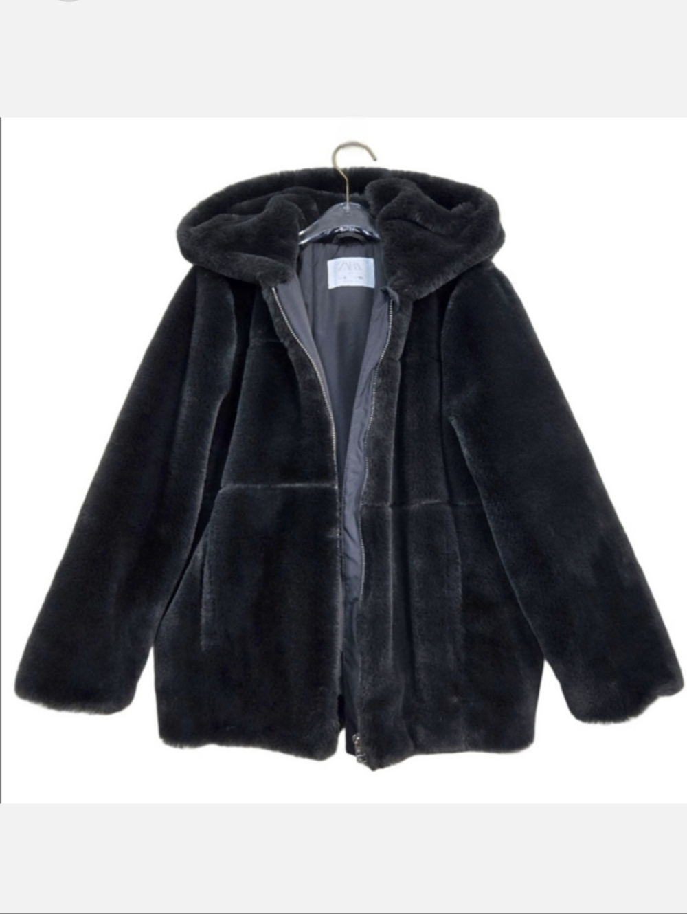 Zara Kids Charcoal Grey Faux Fur Hooded Jacket, Size 9 ~ Like 🆕️